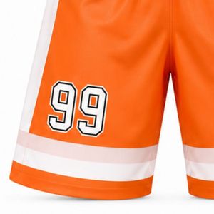 Men Orange Sublimated Ice Hockey Shorts Polyester Striped <b>Athletic</b> Sports Shorts Team Match Training Performance Clothing - Product Image 4
