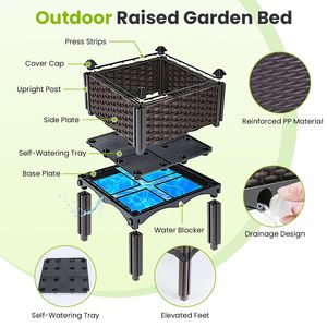 Fioriera Rialzata Leggera Autoirrigante con 3 Opzioni di Dimensione, Contenitore per Piante in Materiale PP, Vasi Rialzati per Giardino - Product Image 6