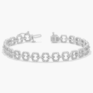 Interlocking Geometric Diamond <b>Bracelet</b> in White Gold - Product Image 3