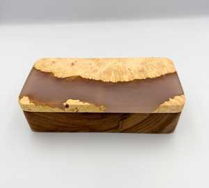 Caja de Joyería de Lujo Hecha a Mano con Resina Dorada y Madera de Nogal, con Forma Personalizada, TIMELESS CRAFT TS-1054 - Product Image 2