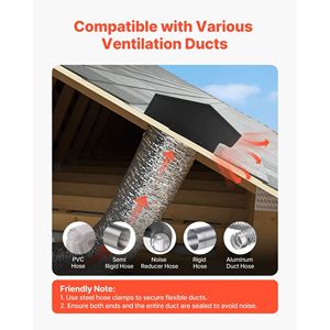 Copertura per Ventilazione a Muro con Cappuccio in Acciaio SPCC Premium da 8 Pollici, Copertura Quadrata per Tetto con Schermo di Protezione Integrato - Product Image 5