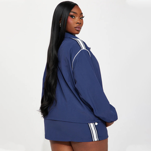 Tennis Court Ready Windbreaker <b>Skirt</b> Set-Patchwork Summer Nylon Tracksuit <b>Elastic</b> Waist Embroidery Logos Streetwear Unisex - Product Image 5