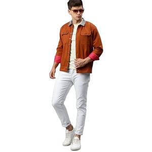 WARPRO INDUSTRY Men's Blue Solid Coated Eco-friendly Denim Puffer <b>Jacket</b> Turn-down Collar Windproof Casual Autumn Wear 300g - Product Image 1