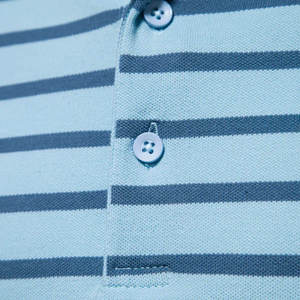 เสื้อโปโลชายลายทาง แขนสั้น สไตล์ลำลอง สีฟ้าอ่อนกรมท่า ลายทาง เสื้อกอล์ฟ ขายส่ง ผู้ผลิต รับผลิตแบรนด์ส่วนตัว - Product Image 5