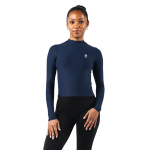 Camiseta de Manga Larga con Cuello Alto de Doble Capa para Mujer, Ajuste Elástico, Tela Suave, Prenda Esencial para el Día a Día, Ropa Deportiva, Ropa de Gimnasio - Product Image 1