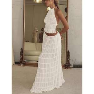 Conjunto Maxi de Dos Piezas Estilo Boho Chic, Color Blanco, Cintura Natural, 100% Algodón Ecológico, Largo hasta el Suelo - Product Image 6