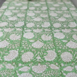 Modern Indian Block Print Floral Cotton Eco-Friendly Reusable Durable Washable Customizable <b>Square</b> <b>Tablecloth</b> Weddings - Product Image 5