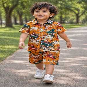 Magnifique Ensemble 2 Pièces Élégant pour Garçons, Motif Vache Imprimé, en Satin 100% Coton, pour Enfants de 3 à 10 Ans, Idéal pour l'Été et les Fêtes Décontractées - Product Image 1