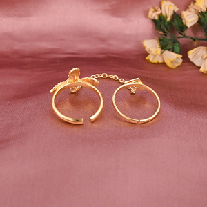 Anillo Doble Elegante de Latón Chapado en Oro con Diseño de Hoja para Mujer, Regalo de Boda o Compromiso, Lote al por Mayor de 25 Pares - Product Image 3