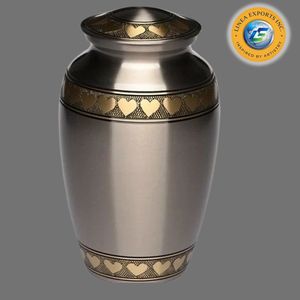 Omar Creations Large Adult Cremation Urn <b>Vase</b> Solid Brass Silver-Plated Metal <b>Memorial</b> Funeral Etched Design Silk Screen - Product Image 5