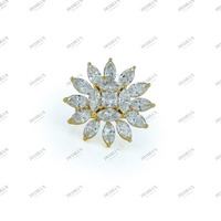 Cincin Uniseks Cantik Berbahan Kuningan dan Zirkon untuk Pernikahan, Pertunangan, dan Acara Spesial