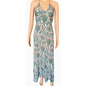 Vestido Maxi Recto Sin Mangas de Seda Tejida India, Estilo Bohemio Natural Y2K con Paisley Geométrico Coreano, Talla Única, Casual y Dulce para el Día a Día - Product Image 1