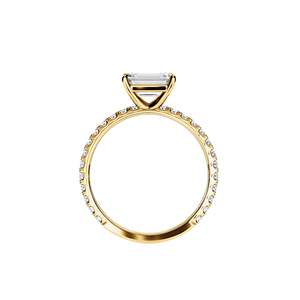 Emerald Cut Diamond Engagement Ring 14K Gold plated Prong Setting Women's floral Geometric Style - Product Image 6
