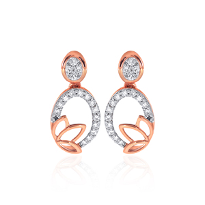 Rose Gold Diamond <b>Earrings</b> Round Brilliant Cut Floral Dangle Women's Luxury Jewelry Wedding <b>Fine</b> <b>Earrings</b> - Product Image 1