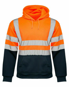 Premium High Quality <b>Hi</b> <b>Vis</b> <b>Orange</b> Safety Work <b>Hoodie</b> Reflective Tape Pullover Sweatshirt Construction PPE High Visibility Mens - Product Image 4