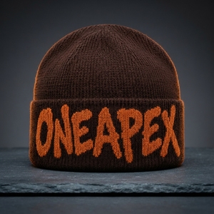 Chocolate Brown Graphic Knit Beanie Hat Unisex <b>Winter</b> <b>Cap</b> Streetwear Headwear Custom Wholesale OEM Factory Premium Warm - Product Image 1