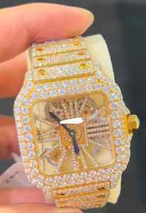 Montre de luxe pour homme Hip Hop personnalisée, entièrement sertie de diamants Moissanite, squelette doré, style Iced Out - Product Image 2