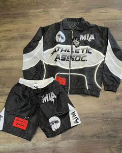 Conjunto Deportivo Personalizado de Verano para Hombre, Chaqueta y Pantalones Cortos de Nylon y Poliéster, Traje Deportivo Cortavientos - Product Image 4