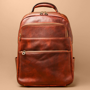 Luxury Waterproof <b>Leather</b> <b>Laptop</b> Bag Anti-Theft Vintage Travel Rucksack Genuine <b>Leather</b> Multi-Pocket LBP-0356 - Product Image 1