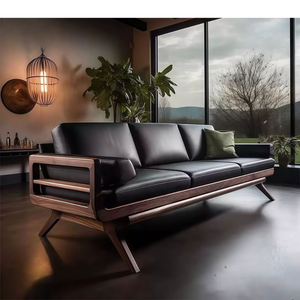 Executive Luxury 3-Seater Black Leather <b>Sofa</b> Featuring - Product Image 1