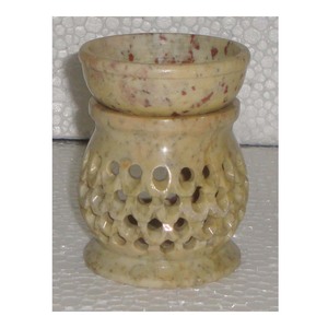 Handmade Natural Soapstone Carving Aroma <b>Oil</b> <b>Burner</b> Round Shape For Business Gift And Home Decoration Manufacturer Of Indian - Product Image 2
