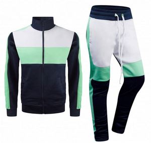 Ensemble de survêtement pour homme avec blocs de couleur, sweat-shirt à fermeture éclair à manches longues, poches latérales, vêtement décontracté respirant, col à capuche, style hiver - Product Image 5