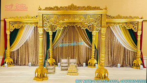 Mandap Creativo para Bodas Indias en Sídney, Mandap Tradicional de Diseño para Bodas del Sur, Pilares de Diseño Tallados en Fibra para Eventos en Irlanda - Product Image 6