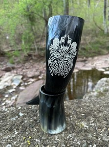 Luxury Handmade Medieval <b>Drinking</b> Horn With <b>Stand</b> Viking Style Natural Buffalo Horn <b>Drinking</b> Horn Gift Decoration Home - Product Image 4