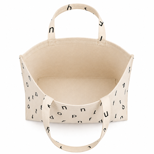Wholesale LMC GLOBAL 100% Organic Cotton Striped Large Shopping Tote French <b>Sewing</b> Full Printed Canvas <b>Bag</b> Inner Pockets Open - Product Image 3