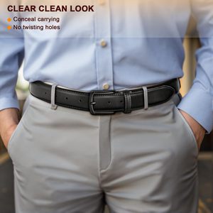 Cinturón de Cuero Reversible para Hombre, Estilo Ejecutivo, Hebilla de Aleación, 3.5cm de Ancho, 105-125cm de Largo, Venta Caliente Cowherd - Product Image 3