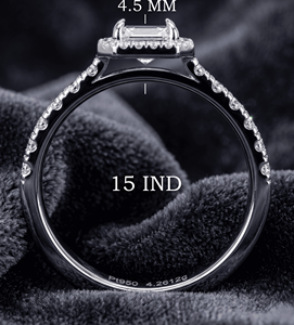 Bague de fiançailles classique en platine avec émeraude de 1,488 carats et diamant de laboratoire taille émeraude, pour femme - Product Image 4