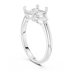 Anillo de compromiso al mejor precio con diamante solitario de corte Asscher y Trillion cultivado en laboratorio en oro blanco de 14K, joyería al por mayor - Product Image 4