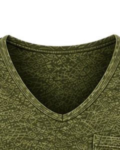 Custom Green Abstract Pattern Women V Neck T Shirt Casual Short Sleeve Pocket Tee Lightweight Breathable Summer Fashion <b>Top</b> - Product Image 4