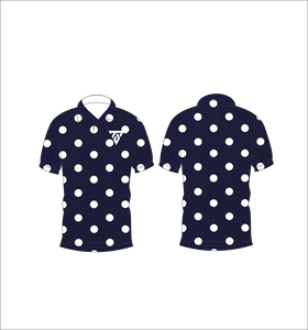 Polo personnalisé bleu marine avec motif à pois blancs, polo de golf imprimé décontracté pour hommes, manches courtes, respirant - Product Image 3