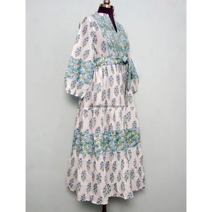 Vestidos Casuales de Talla Grande para Mujer, Nueva Moda, Estampado, Mangas Largas Abullonadas con Cuello Alto, Decoración de Encaje para Primavera y Otoño - Product Image 5