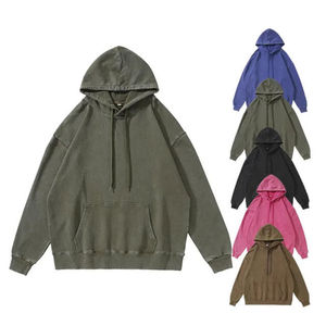 Sudadera con capucha holgada para parejas, básica, de algodón mezclado con forro polar, gruesa, deportiva, informal, de manga larga. - Product Image 1