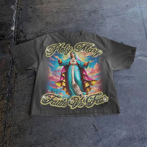 เสื้อยืดกราฟิกสตรีทแวร์สั่งทำพิเศษ คุณภาพสูง สไตล์วินเทจ ทรงโอเวอร์ไซส์ ผ้าคอตตอนฟอกสี ทรงบ็อกซี่ ผู้ผลิตเสื้อยืด - Product Image 4