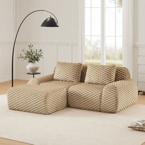 Divano componibile moderno a L da 82 pollici in tessuto flanella, divano oversize a 2 posti senza struttura con elementi mobili per soggiorno - Product Image 3