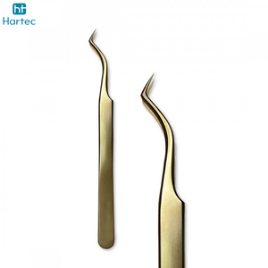 Durable Stainless Steel Beauty Tools with Low MOQ Best Quality High Precision Gold-Plated Eyelash Extension Tweezers Set - Product Image 3