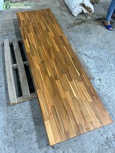 Tablero articulado de madera de acacia de diseño moderno, mesa de encimera amarilla de teca dorada para cocina o Hogar, acabado de aceite de cera de madera - Product Image 5