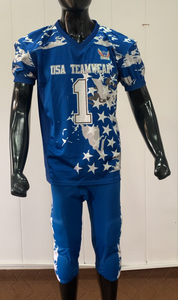 Uniforme de football américain pour hommes de haute qualité, personnalisé, 100% coton respirant, avec chemise, pantalon et styles variés, fabriqué au Pakistan par Hash - Product Image 1