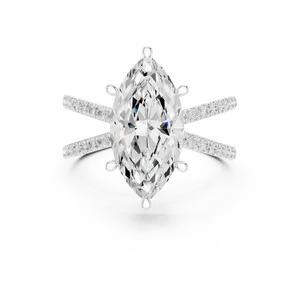 Bague de fiançailles en diamant de laboratoire taille marquise, or massif 18 carats, certifiée IGI, VVS E-F, à tige fendue, bijoux de luxe pour femme - Product Image 3