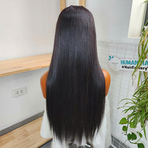 Venta al por mayor de pelucas de lujo vietnamitas 100% con parte en U, cabello humano virgen liso de 24 pulgadas, productos para mujeres negras. - Product Image 3