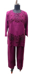 Tissu rayonne kurta plazo indien à la mode ethnique coton bohème ensemble robe pyjama ensemble boutique en ligne hippie kurta - Product Image 4
