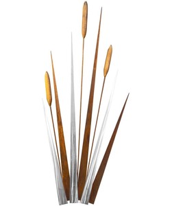 Sculpture de jardin en métal en forme de roseau naturel réaliste pour bassin, pelouse et accent paysager extérieur - Product Image 1