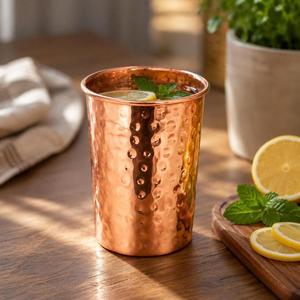 HASAN CRAFT Verre à eau en cuivre de luxe, design artisanal, écologique, léger, style contemporain, compatible lave-vaisselle et micro-ondes - Product Image 4