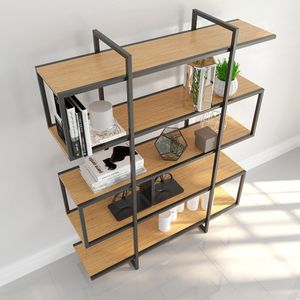 Estantería Metálica Industrial Moderna de 5 Niveles, Duradera, Multifuncional, Grande, Independiente, para Sala de Estar, Oficina, Hogar - Product Image 1