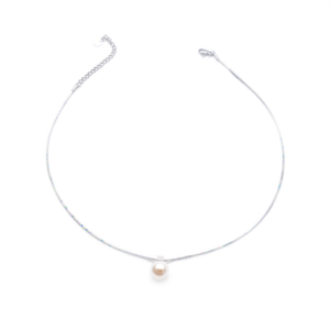 E195-110-006P Collar con Colgante Minimalista de Acero Inoxidable 316L con Baño de Oro PVD y Cadena de Serpiente con Perlas de Imitación de Grado AAA - Product Image 2