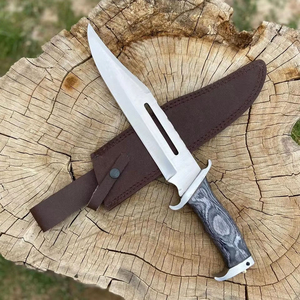 Cuchillo Bowie para Caza y Camping, Hoja Fija, Mango de Palisandro, Funda de Cuero, Supervivencia, Acero al Carbono de Grado Industrial - Product Image 4