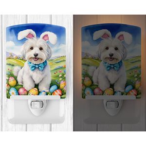 Nueva luz nocturna de cerámica con certificación UL Coton De Tulear, diseño de caza de huevos de Pascua para dormitorio, multicolor compacto de la Kitchen-6x4x3 - Product Image 2